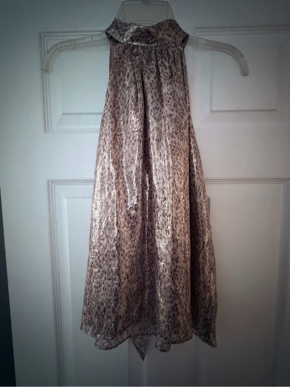 Ramy Brook Shimmery Taupe Animal-Print Halter Top